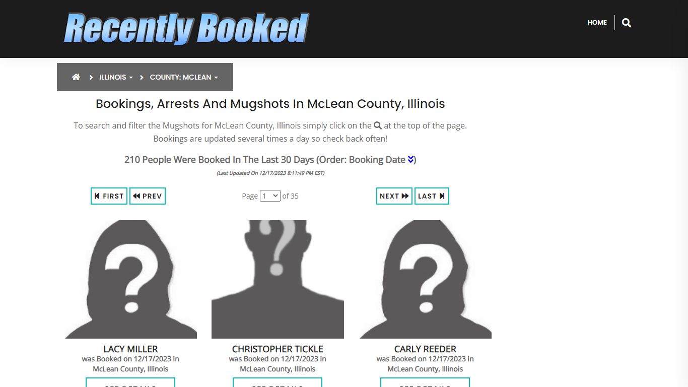 Recent bookings, Arrests, Mugshots in McLean County, Illinois